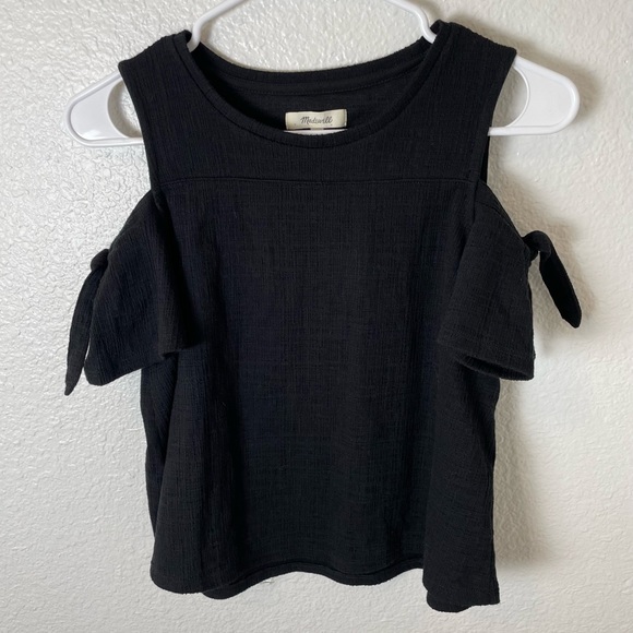 Madewell Cold Shoulder Skylark Black Shirt - Picture 4 of 8